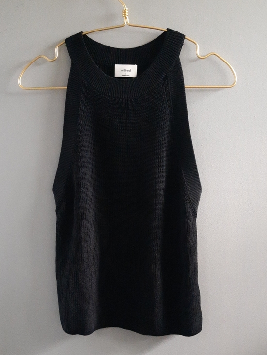 Wilfred Tops - Wilfred Black Ribbed Crewneck Halter Style Sweater Tank